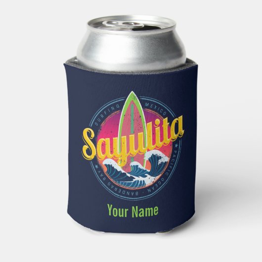 Sayulita Mexico Surfer  Wave Sunset Bigwave Blikjeskoeler (Blikje Achterkant)