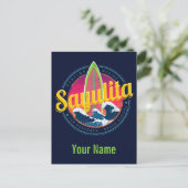 Sayulita Mexico Surfer  Wave Sunset Bigwave Feestdagenkaart (Staand voorkant)