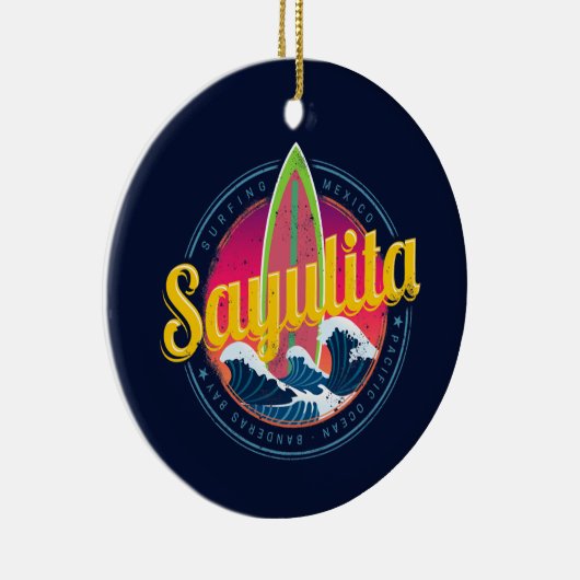 Sayulita Mexico Surfer  Wave Sunset Bigwave Keramisch Ornament (Rechts)