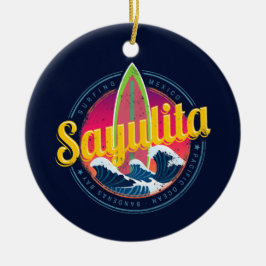 Sayulita Mexico Surfer  Wave Sunset Bigwave Keramisch Ornament