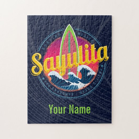 Sayulita Mexico Surfer Wave Sunset Bigwave Legpuzzel (Verticaal)