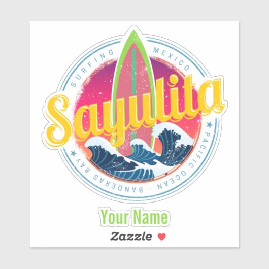 Sayulita Mexico Surfer  Wave Sunset Bigwave Sticker (Vel)