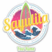 Sayulita Mexico Surfer  Wave Sunset Bigwave Sticker (Voorkant)