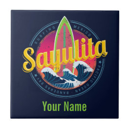 Sayulita Mexico Surfer  Wave Sunset Bigwave Tegeltje