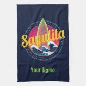 Sayulita Mexico Surfer  Wave Sunset Bigwave Theedoek (Verticaal)