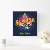 Sayulita Mexico Surfer  Wave Sunset Bigwave Vierkante Klok (Huis)