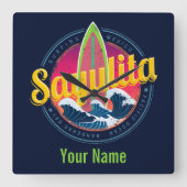 Sayulita Mexico Surfer  Wave Sunset Bigwave Vierkante Klok (Voorkant)