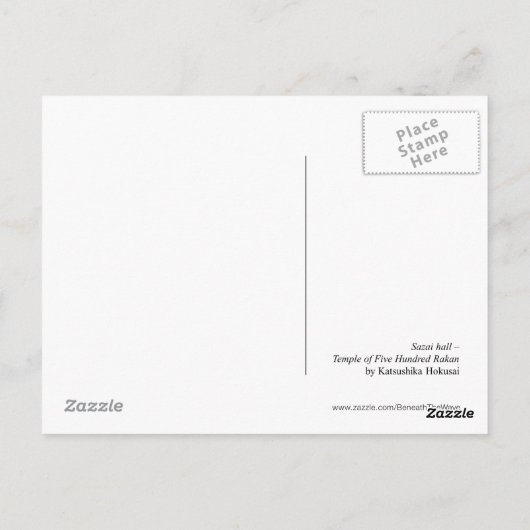Sazai-zaal: ?Tempel van 500 Rakan (van Hokusai) Briefkaart (Achterkant)