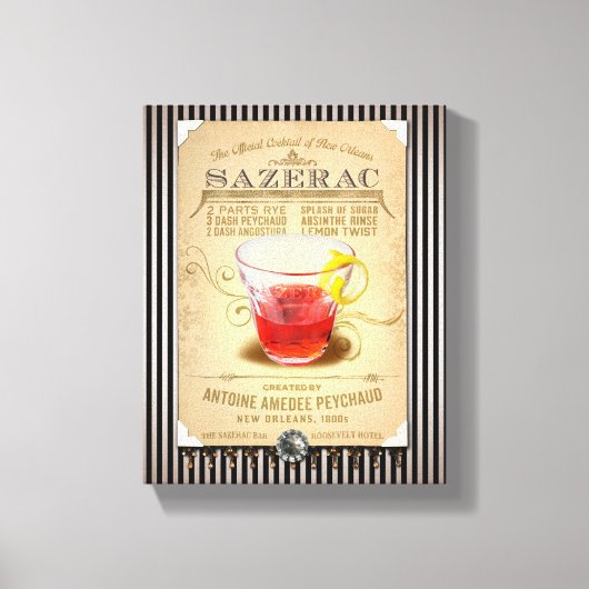 Sazerac de officiële cocktail van New Orleans Canvas Afdruk (Voorkant)