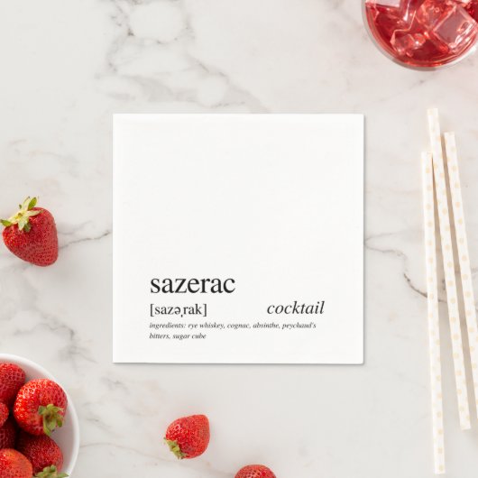 Sazerac Modern Quote Black Typography Cocktail Servet (Insitu)