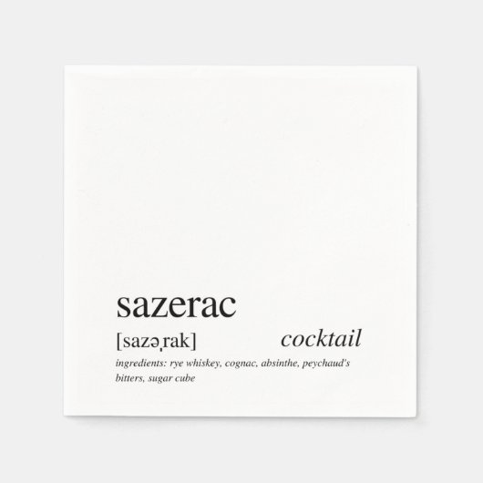 Sazerac Modern Quote Black Typography Cocktail Servet (Voorkant)