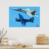 SB2C HELLDIVER en F/A-18C HORNET Poster (Keuken)