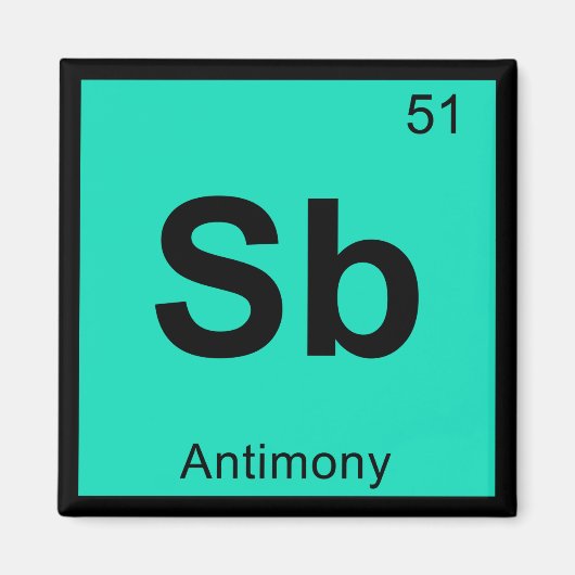 Sb - Periodiek tabelsymbool voor antimoonchemie Magneet (Voorkant)