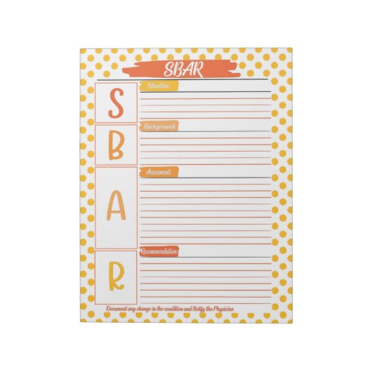 SBAR-Sjabloon voor studenten in de gezondheidszorg Notitieblok (Linkerzijde)