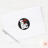 SBC Red Heart Black Ronde Sticker (Envelop)