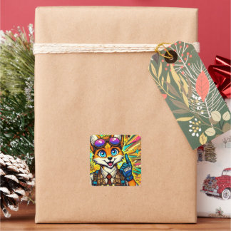 SBD6 Ah-Ha Fox Vierkante Sticker