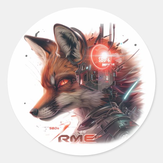 SBD6 Red Tech Fox Ronde Sticker (Voorkant)