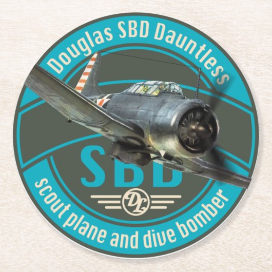SBD Dauntless Ronde Kartonnen Onderzetter (Voorkant)