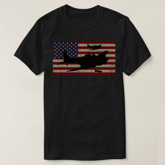 SBD Naadloze WW2 American Flag Dive Bomber Plane T-shirt (Design voorkant)