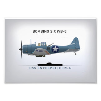SBD ontelbare duikbomber van Bomber Six (VB-6) Foto Afdruk