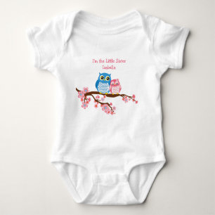 Sbling Owls Little Sister Matching Baby T-Shirt