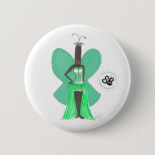 SBM Pseudo Celeb Green Ruffle Mode Button Pin (Voorkant)