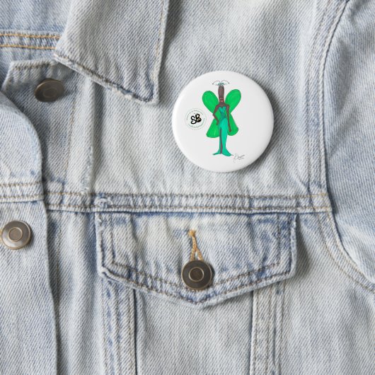 SBM Pseudo Celebrity Green Glam Mode Button Pin (In situ)