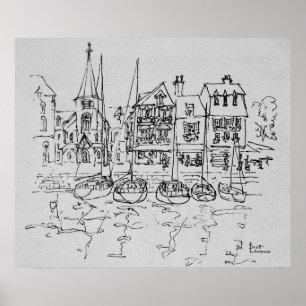 Sboten in de haven van Honfleur   Normandië, Frank Poster