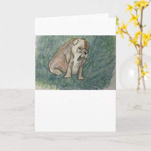 SBulldog Hond Wenskaart Kaart (Gele Bloem)