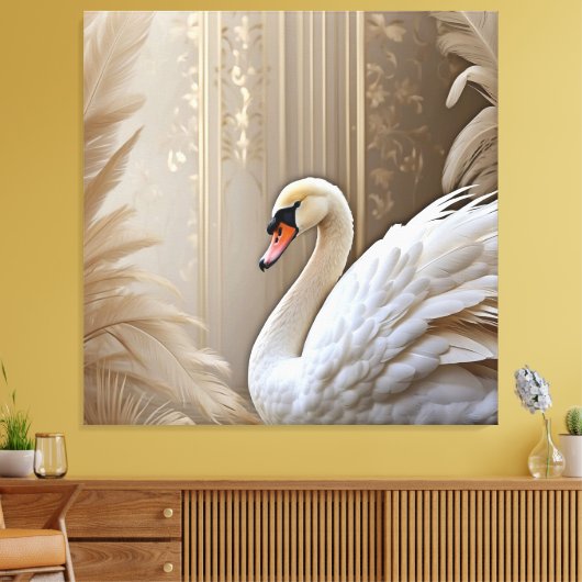 *~* SC1 Close-up Witte Zwaan Zacht Canvas Afdruk (Insitu (Woonkamer))
