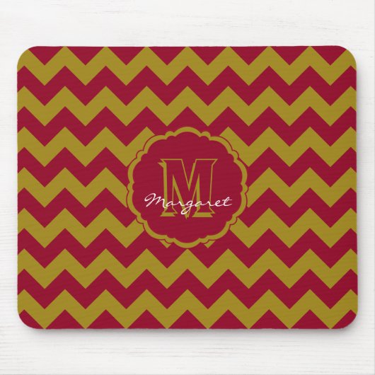 SC Chevron Muismat-Burgundy en Gold Muismat (Voorkant)