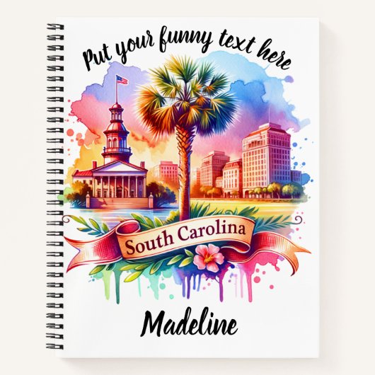 SC landschap met palm en skyline Notitieboek (Voorkant)