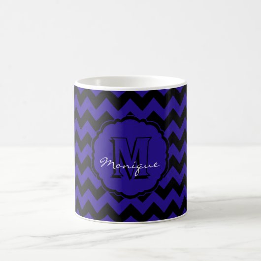 SC Monogram Chevron, Blue-Black-Coffee Mok (Center)