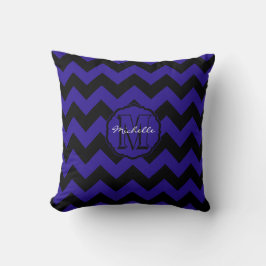 SC Monogram Chevron, Blue-Black Square Pillow Kussen