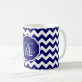 SC Monogram Chevron, Blue-White Dark-Coffee Mok (Voorkant rechts)