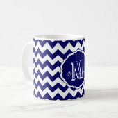 SC Monogram Chevron, Blue-White Dark-Coffee Mok (Voorkant links)