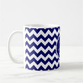 SC Monogram Chevron, Blue-White Dark-Coffee Mok (Links)