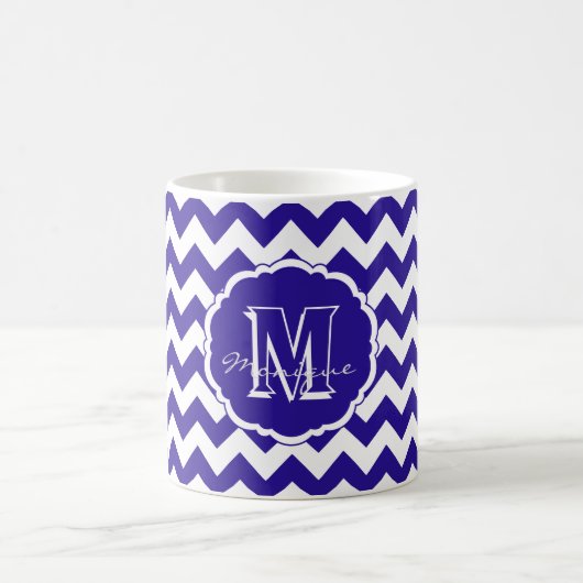 SC Monogram Chevron, Blue-White Lt-Coffee Mok (Center)