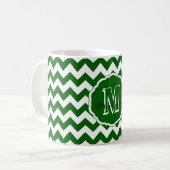 SC Monogram Chevron, Mok met groen-wit-koffie (Voorkant links)
