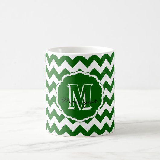 SC Monogram Chevron, Mok met groen-wit-koffie (Center)