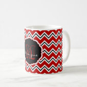 SC Monogram Chevron, Mok met rood-wit-zwart-koffie (Voorkant rechts)
