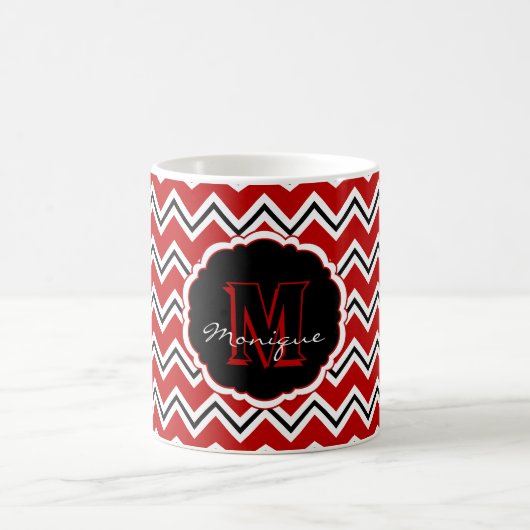 SC Monogram Chevron, Mok met rood-wit-zwart-koffie (Center)