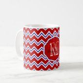 SC Monogram Chevron, Mok rood-wit-blauw-koffie (Voorkant links)
