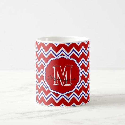 SC Monogram Chevron, Mok rood-wit-blauw-koffie (Center)
