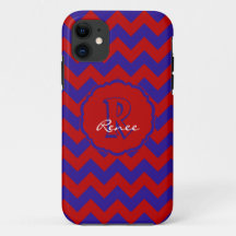 SC Monogram Chevron, Red-Blue iPhone 5/5s Hoesje