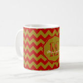SC Monogram Chevron, Red-Gold-Coffee-Mok Koffiemok (Voorkant links)