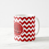 SC Monogram Chevron, Red-White-Coffee Mok (Voorkant rechts)