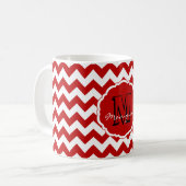 SC Monogram Chevron, Red-White-Coffee Mok (Voorkant links)