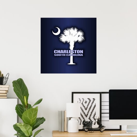 SC Palmetto & Crescent (Charleston) Poster (Thuiskantoor)