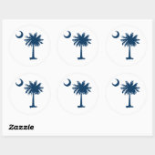 SC Palmetto en Crescent Ronde Sticker (Vel)